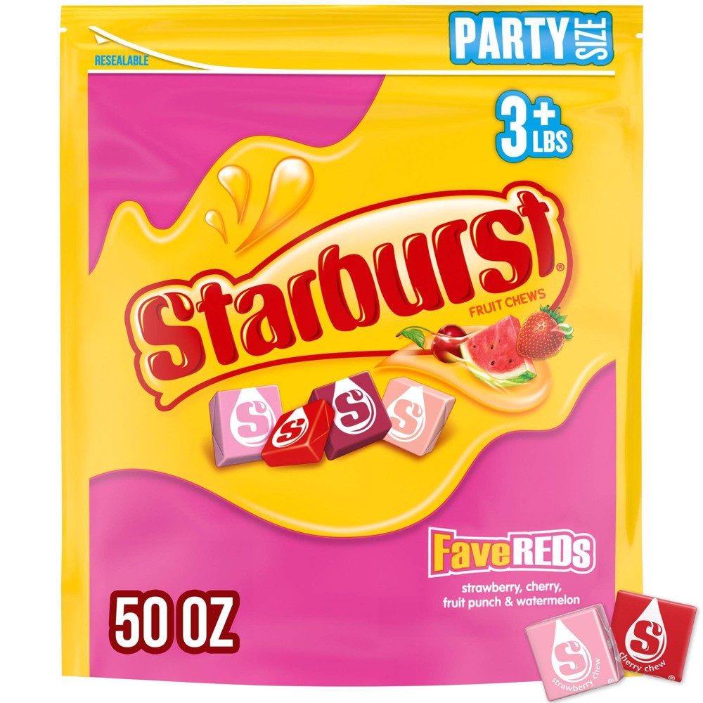 Starburst FaveRed Chewy Candy Individually Wrapped Fruit Candies - 50oz