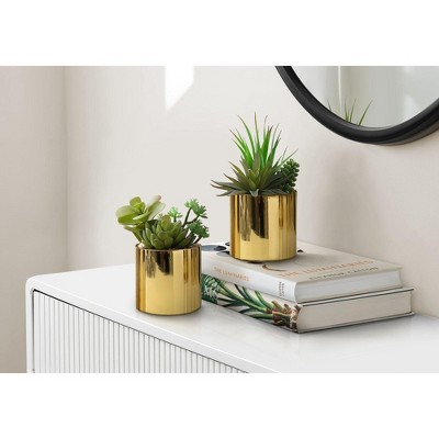 NicBex Artificial Succulent Plant 2PC, 7" H Fake Plants in Pots, Tabletop Faux Plants Indoor for Living Room/Office/Windowsill Decor