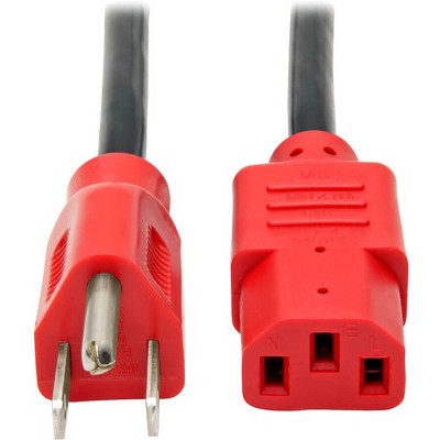 Tripp Lite 4ft Computer Power Cord Cable 5-15P to C13 Red 10A 18AWG 4' - 10A,18AWG (NEMA 5-15P to IEC-320-C13 with Red Plugs) 4-ft."