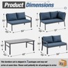 COWLOWN 4 Piece Blue All Weather Aluminum Patio Furniture Set with Cushions, Metal Frame Table and Chairs for Lawn, Garden, Balcony and Poolside - 3 of 4