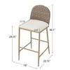Set of 2 Dining Chair Upholstered Bar Stool Counter Stool Armless Chairs Accent Chair with Padded Seat & Iron Base, Brown&Beige - Modernluxe - 3 of 4