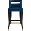 UNISOAR Modern Counter Height Bar Chair Set of 2 Velvet Bar Stools with Armrest Vintage Bar Chairs for Home and Kitchen, Blue - 3 of 4