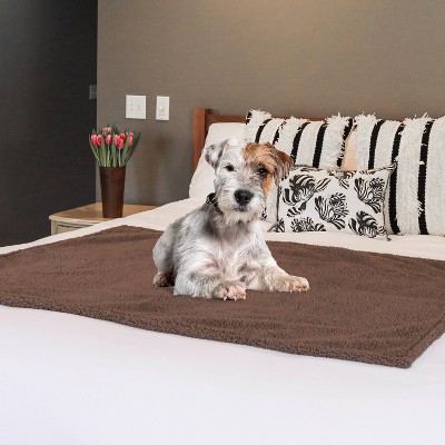 Medium Brown Waterproof Reversible Faux Suede and Fleece Pet Blanket