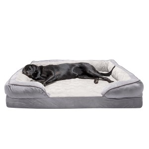 FurHaven Velvet Waves Perfect Comfort Cooling Gel Top Memory Foam Sofa Dog Bed - 1 of 4