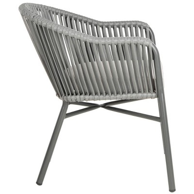 Gray Rope and Wicker Dining Arm Chair with Cushions