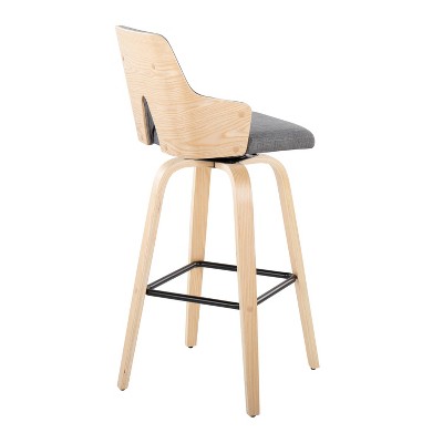 Stella 30" Light Gray/Natural/Black Swivel Bar Stool Set