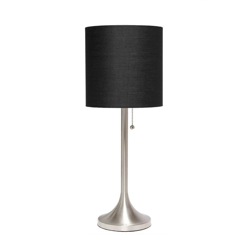 Photos - Floodlight / Street Light Tapered Desk Lamp with Fabric Drum Shade Black/Silver - Simple Designs