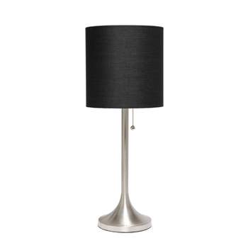 Tapered Desk Lamp with Fabric Drum Shade Black/Silver - Simple Designs
