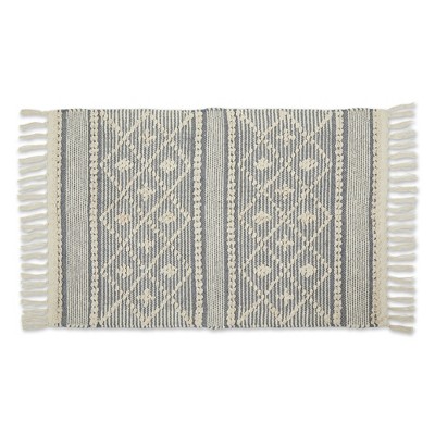 Design Imports Diamond Textured Fringe -  Natural & Gray - 2 X 3 Ft