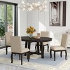 Dining Table Set Round, Dining Sets 5 Piece, Dining Set Solid Wood With 4 Upholstered Chairs, Extendable Dining Table Set-Cuddlewood - 3 of 4