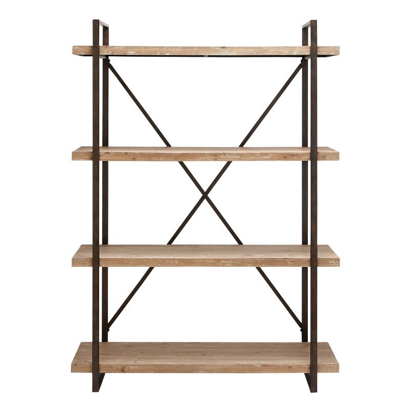 67&#34; Tall Industrial Metal and Wood Bookshelf Brown - Olivia &#38; May, 1 of 18
