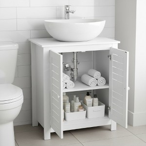 Evideco French Home Goods Under Sink Bathroom Cabinet with 2 Doors and Shelf, Non Pedestal Sink Bathroom Vanity - 1 of 4