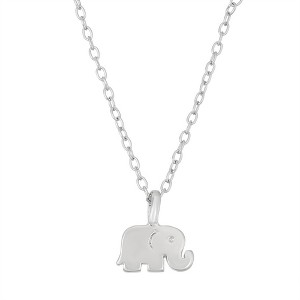 Bella Silver Sterling Silver Tiny Shiny Elephant Necklace - Silver - 16+2 Inch - 1 of 2