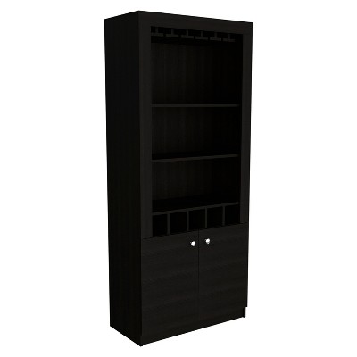 Depot E-Shop Bar Double Door Cabinet, Five Built-in Wine Rack, Three Shelves