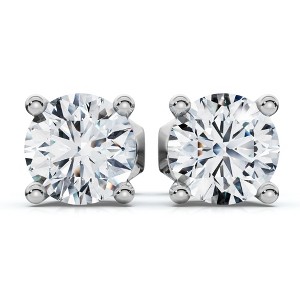 Pompeii3 1 Ct TW Round Cut Diamond Screw Back Studs 14k White Gold Lab Created - 1 of 3