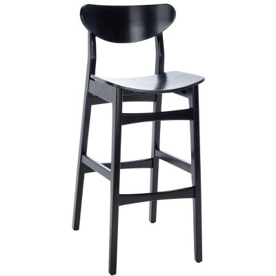 Mid-Century Sleek Black Wood Bar Stool, Set of 2