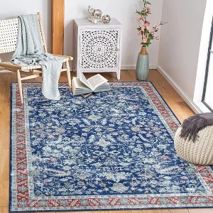 Medallion Floral Rug,Vintage Distressed Low-Pile Non-Slip Indoor Carpet, Machine Washable Area Rug for Home, Office & Bedroom Decor - 1 of 4
