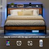 Furnulem Bed Frame with LED Lights, Headboard with Charging Station and USB Port,Upholstered Platform Bed frame Metal Support,No Box Spring Needed - 3 of 4