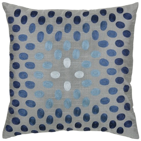 18"x18" Dots Poly Filled Square Throw Pillow Blue - Rizzy Home: Embroidered, Textured, Indoor Decor - image 1 of 4