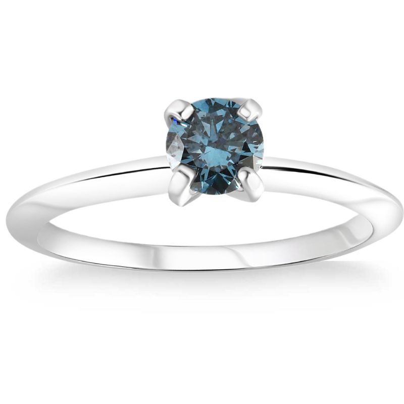 Pompeii3 1/2ct Blue Diamond Solitaire 14K White Gold Engagement Lab Created, 1 of 5