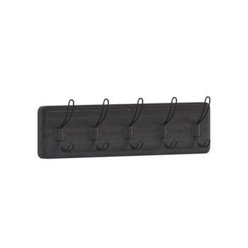 Emma And Oliver Rustic Wall Hanging Storage Rack With 5 Hooks For