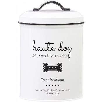 Amici Pet Haute Dog Gourmet Biscuits Metal Storage Canister, 72 oz. , White & Black