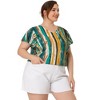 Agnes Orinda Women's Plus Size Cute Short Sleeve V Neck Casual Stripe Blouses - 3 of 4