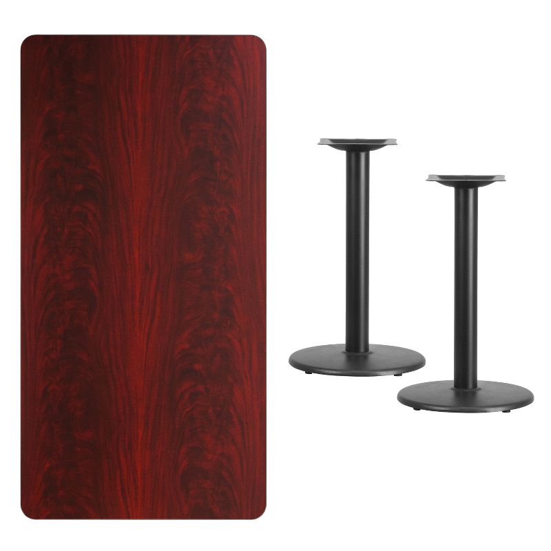 Flash Furniture 30'' x 60'' Rectangular Laminate Table Top with 18'' Round Table Height Bases, 2 of 3