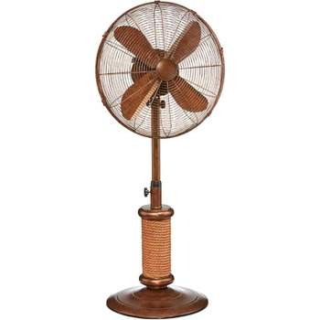 DecoBREEZE Pedestal Standing Fan, 3-Speed Oscillating Fan with Adjustable Height, Nautica, Antique Indoor/Outdoor Fan, 18 Inches