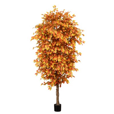 Nearly Natural 9-ft Autumn Ficus Artificial Fall Tree