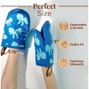 Folkulture Mini Oven Mitts Heat Resistant | (5.75 x 9) Set of 2 Short Blue Oven Mitts with Hanging Loop | 100% Cotton Oven Gloves - 4 of 4