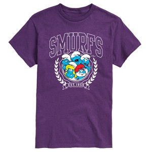 Men's - Smurfs - Collegiate Characters EST 1958 Short Sleeve Graphic T-Shirt - 1 of 4
