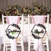 1 Pair Mr and Mrs Chair Signs Wooden Bride and Groom Signs Decoration Chair Back Hanging Pendant with Ribbon Wedding Hanging Sign for Wedding - 4 of 4