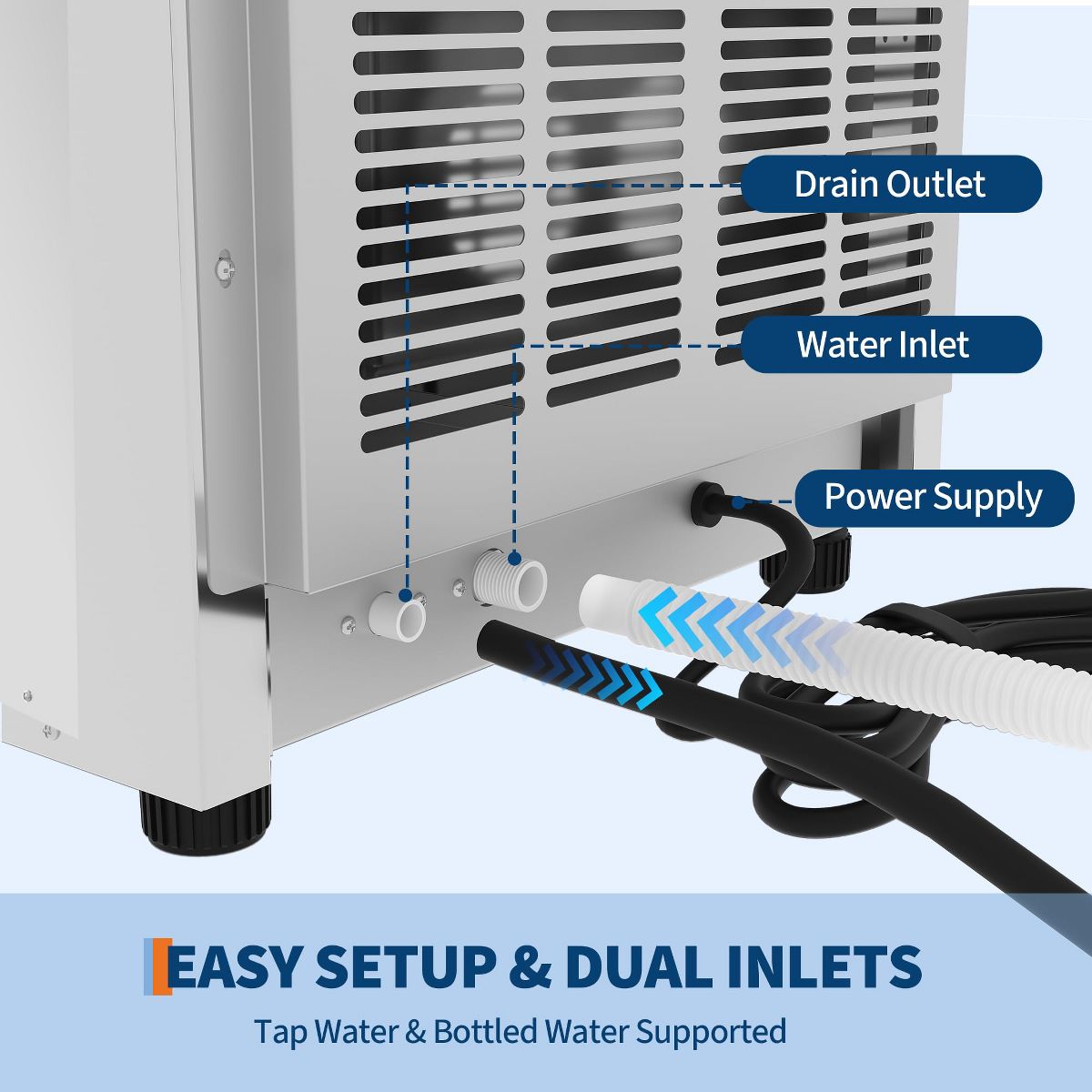 Commercial Ice Maker – 80-130lbs/24h Production, 36lbs Storage, Dual Water, 3 Install Options, Self-Clean, ETL Certified for Home, Bar, Restaurant - thumbnail 4