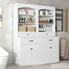 MAYEERTY White Bathroom Cabinet 4 Doors Drawers Adjustable Shelf 6 Open Shelves MDF Combo - 4 of 4