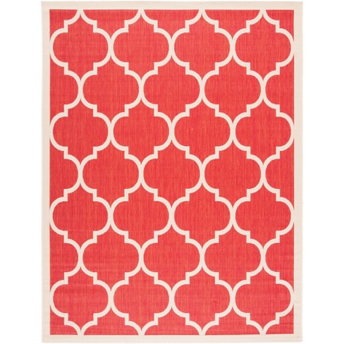 Courtyard Cy6914 Power Loomed Indoooutdoor Area Rug - Red/bone - 8'9
