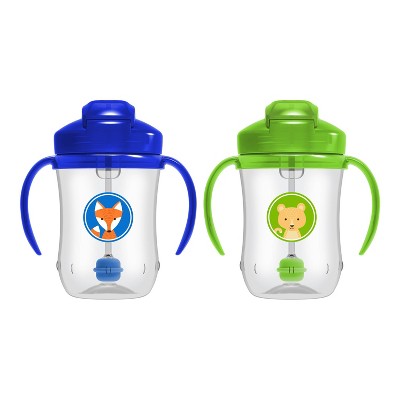 Dr. Brown's Milestones Insulated Sippy Cup with Straw and Handles - Blue -  10oz - 2-Pack - 12m+