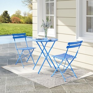 3-Piece Folding Bistro Set, Foldable Patio Furniture Set with Premium Frame, Outdoor Bistro Table and Chairs Set of 2 for Patio and Garden - 1 of 4