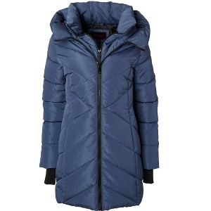 Sportoli Women's Winter Coat Down Alternative Hooded Long Vestee Puffer Jacket - 1 of 4