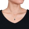 EVERLY JEWELRY | 14K White Gold 9-10mm Black Tahitian Cultured Pearl & Diamond Accent Swirl Pendant with Chain - 17 inch - 3 of 4