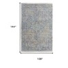Gray Blue and Tan Abstract Hand Woven Distressed Area Rug With Fringe - 3 of 4