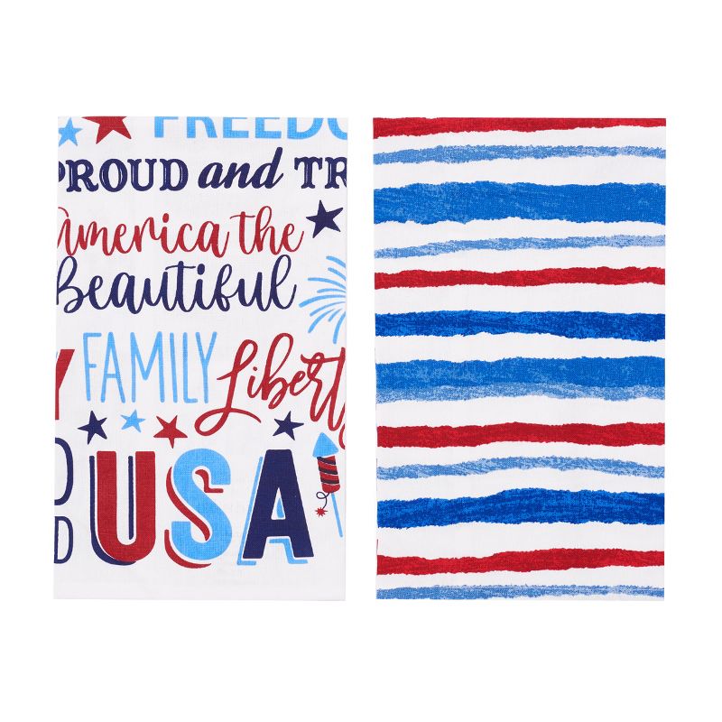 C&F Home Patriotic Stripe Fourth of July Cotton Kitchen Towel Set of 2, 1 of 3
