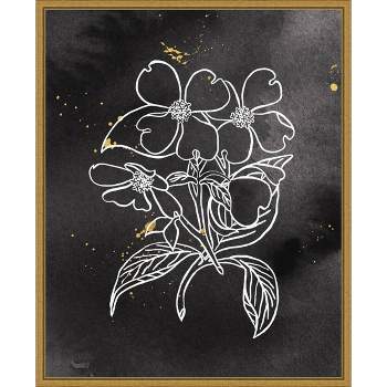 16" x 20" Indigo Blooms III by Wild Apple Portfolio Framed Wall Canvas Black - Amanti Art