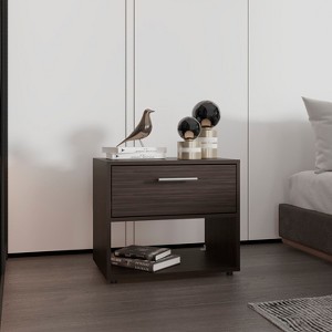 Gulches Modern Compact Nightstand 1 Drawer and Open Shelf, 4 Casters for Mobility, 20"H x18.9"W x15.7"D - 1 of 4
