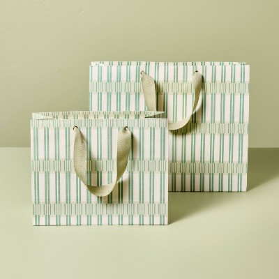 2pk Small/Large Assorted Seasonal Pattern Gift Bags - Hearth & Hand™ with Magnolia