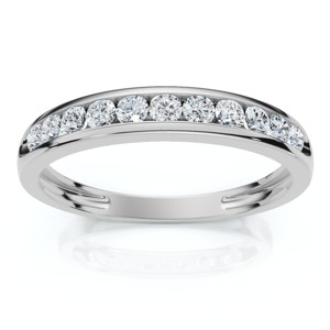 Pompeii3 1/2Ct Lab Created Channel Set Diamond Wedding Ring 14k Gold or Platinum - 1 of 4