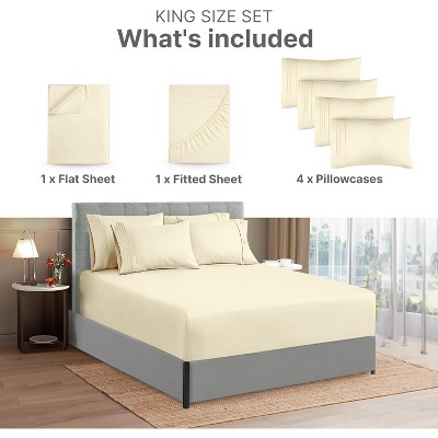 Queen Off-White Microfiber Deep Pocket Sheet Set