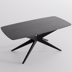 YOUNIKE Modern 69.3" L x 33.85" W Dining Room Table Set for 4, Rectangular Island Table for Kitchen with Wooden Top & Black Metal Cross Base - 1 of 4