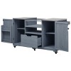 Outdoor Kitchen Island, Solid Wood Outdoor Grill Cart, Grill with Wood Frame and Stainless Steel Top, Grill with Wheels-Coolbibila - 4 of 4
