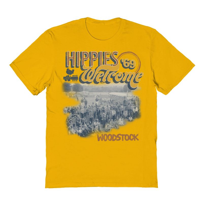 Woodstock Men's Hippies Welcome Short Sleeve Graphic Cotton T-Shirt, 1 of 2